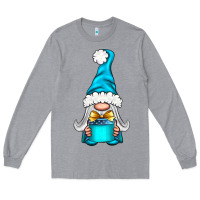 Heather Grey winter gnome with gift Long Sleeve Tee - NancyCooperArtShop