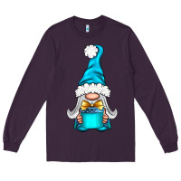 Plum winter gnome with gift Long Sleeve Tee - NancyCooperArtShop