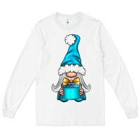 White winter gnome with gift Long Sleeve Tee - NancyCooperArtShop
