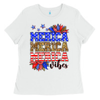 White Merica merica merica vibes Ladies Tee - Neo Western