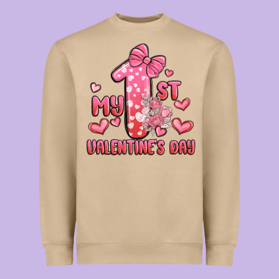 My First Valentines Day Heavyweight Sweatshirt Designed By Maliassmallbusiness