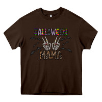Chocolate Brown halloween mama Heavy Core Tee - CowhideDigitalArt