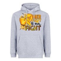 Heather Grey Her fight is our fight Childhood Cancer yellow Heavyweight Hoodie - NancyCooperArtShop