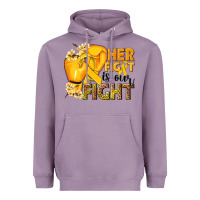 Lavender Her fight is our fight Childhood Cancer yellow Heavyweight Hoodie - NancyCooperArtShop