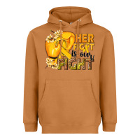 Meerkat Her fight is our fight Childhood Cancer yellow Heavyweight Hoodie - NancyCooperArtShop