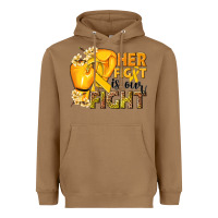 Toasted Coconut Her fight is our fight Childhood Cancer yellow Heavyweight Hoodie - NancyCooperArtShop