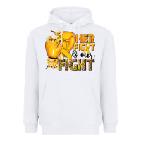 White Her fight is our fight Childhood Cancer yellow Heavyweight Hoodie - NancyCooperArtShop