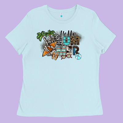 Hello Summer Ladies Tee Designed By Sublimationcraftshop