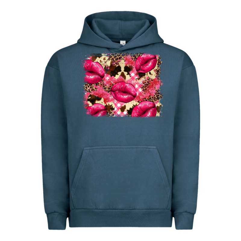 Valentine's Day Pink Plaid Red Glitter Cowhide Urban Hoodie by FaDigitalArtStudio | Teevron