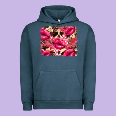 Valentine's Day Pink Plaid Red Glitter Cowhide Urban Hoodie Designed By Fadigitalartstudio