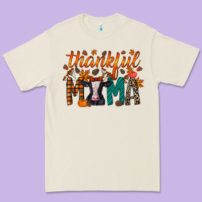 Thankful Mama Holstein Cow Premium Tee Designed By Racoondesign
