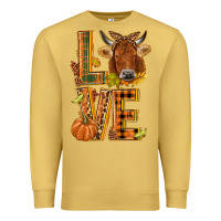 Antique Gold Love fall cow Premium Sweatshirt - NancyCooperArtShop