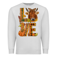 Dove Grey Love fall cow Premium Sweatshirt - NancyCooperArtShop