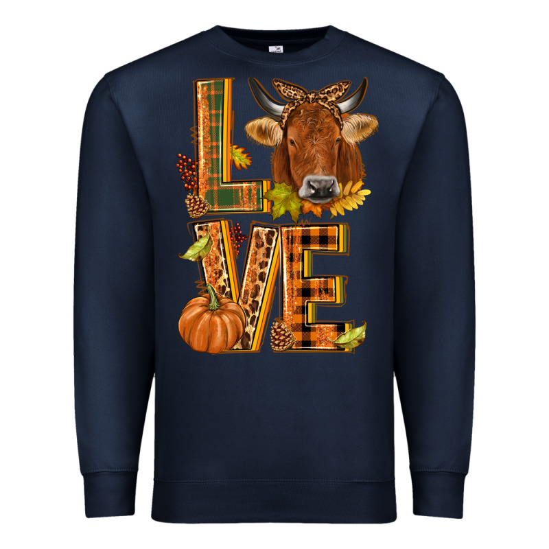 Love Fall Cow Premium Sweatshirt by NancyCooperArtShop | Teevron