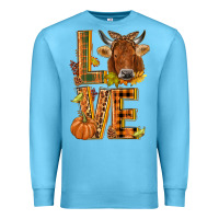 Ocean Blue Love fall cow Premium Sweatshirt - NancyCooperArtShop