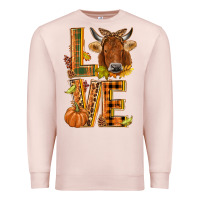 Pale Pink Love fall cow Premium Sweatshirt - NancyCooperArtShop
