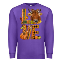 Purple Love fall cow Premium Sweatshirt - NancyCooperArtShop