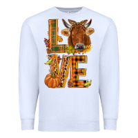 White Love fall cow Premium Sweatshirt - NancyCooperArtShop