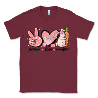 Burgundy peace love easter Classic Tee - MaliasSmallBusiness