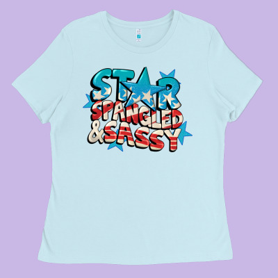 Star Spangled And Sassy 4th Of July Ladies Tee Designed By Cowgirlartshop