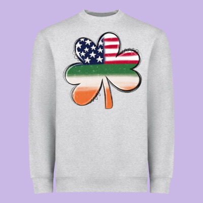 St Patricks Day Shamrock American Flag Heavyweight Sweatshirt Designed By Maliassmallbusiness