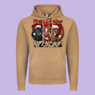 Merry Christmas Heifers Vintage Hoodie Designed By Ranaportraitstore