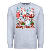 Heather Grey merry christmas wine glasses Premium Sweatshirt - texasbilliewilder