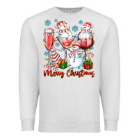 Oatmeal Heather merry christmas wine glasses Premium Sweatshirt - texasbilliewilder