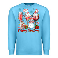 Ocean Blue merry christmas wine glasses Premium Sweatshirt - texasbilliewilder