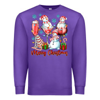 Purple merry christmas wine glasses Premium Sweatshirt - texasbilliewilder
