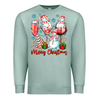 Seafoam merry christmas wine glasses Premium Sweatshirt - texasbilliewilder