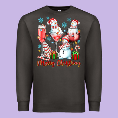 Merry Christmas Wine Glasses Premium Sweatshirt Designed By Texasbilliewilder