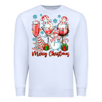 White merry christmas wine glasses Premium Sweatshirt - texasbilliewilder