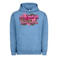 Pigment Pebble Blue Stronger than Cancer Urban Hoodie - FaDigitalArtStudio