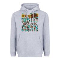 Heather Grey Western a Country Girl Can Survive Heavyweight Hoodie - texasbilliewilder