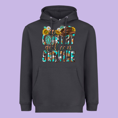 Western A Country Girl Can Survive Heavyweight Hoodie Designed By Texasbilliewilder