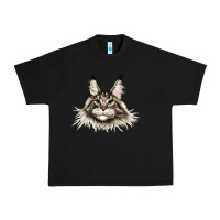 Black Maine Coon Cat Face Urban Heavy Tee - LillyAllenDesigns