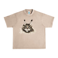 French Oak Maine Coon Cat Face Urban Heavy Tee - LillyAllenDesigns
