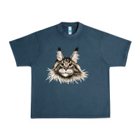 Midnight Navy Maine Coon Cat Face Urban Heavy Tee - LillyAllenDesigns