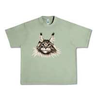Oil Green Maine Coon Cat Face Urban Heavy Tee - LillyAllenDesigns