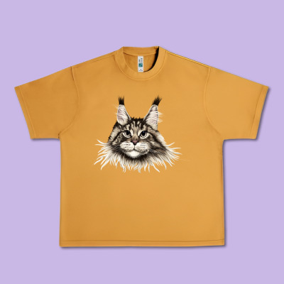 Maine Coon Cat Face Urban Heavy Tee Designed By Lillyallendesigns