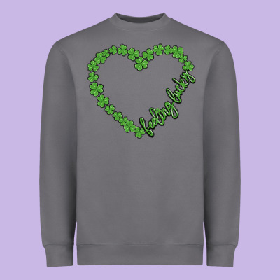 Shamrock Heart Felling Lucky Heavyweight Sweatshirt Designed By Maliassmallbusiness