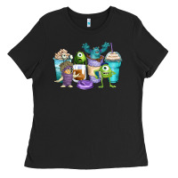 Black cartoon characters coffee cups Ladies Tee - Zillion Design Studio