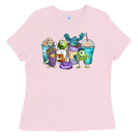 Bubblegum Pink cartoon characters coffee cups Ladies Tee - Zillion Design Studio