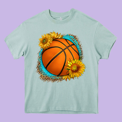 Western Basketball With Sunflower Heavy Core Tee Designed By Hra Design Shop
