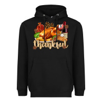 Black Thankful with Turkey Heavyweight Hoodie - texasbilliewilder