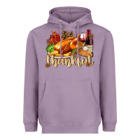 Lavender Thankful with Turkey Heavyweight Hoodie - texasbilliewilder