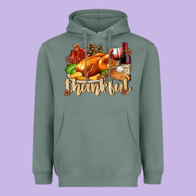 Thankful With Turkey Heavyweight Hoodie Designed By Texasbilliewilder