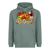 Sage Thankful with Turkey Heavyweight Hoodie - texasbilliewilder