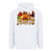 White Thankful with Turkey Heavyweight Hoodie - texasbilliewilder